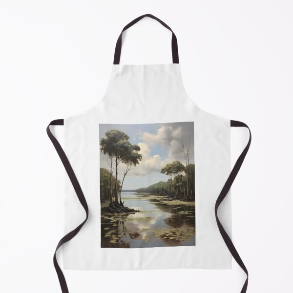 Item preview, A body of water in the mangrove forest, vintage oil painting designed and sold by CreativeSparkzz.