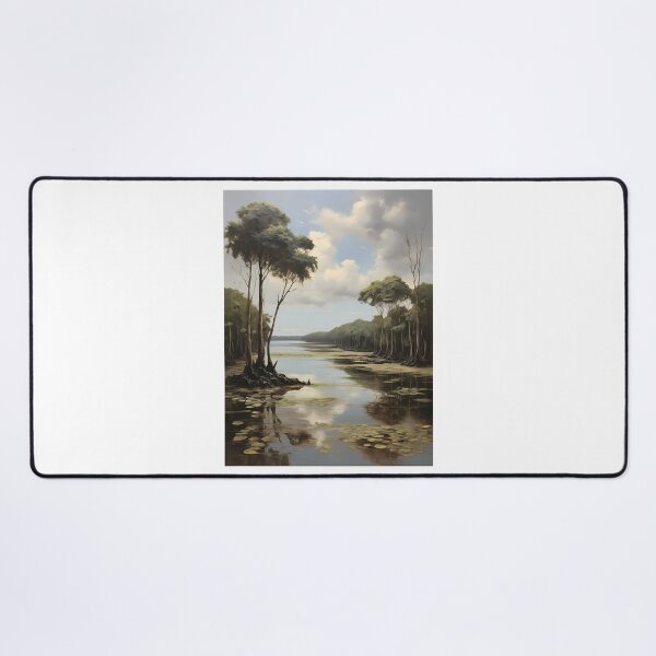 Item preview, A body of water in the mangrove forest, vintage oil painting designed and sold by CreativeSparkzz.