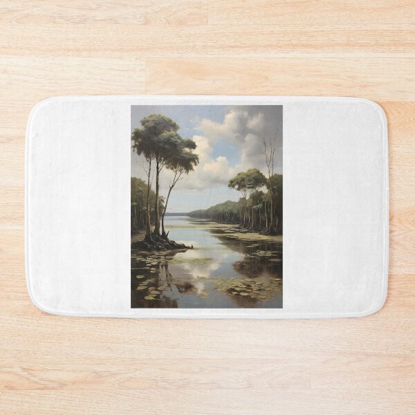 Item preview, A body of water in the mangrove forest, vintage oil painting designed and sold by CreativeSparkzz.