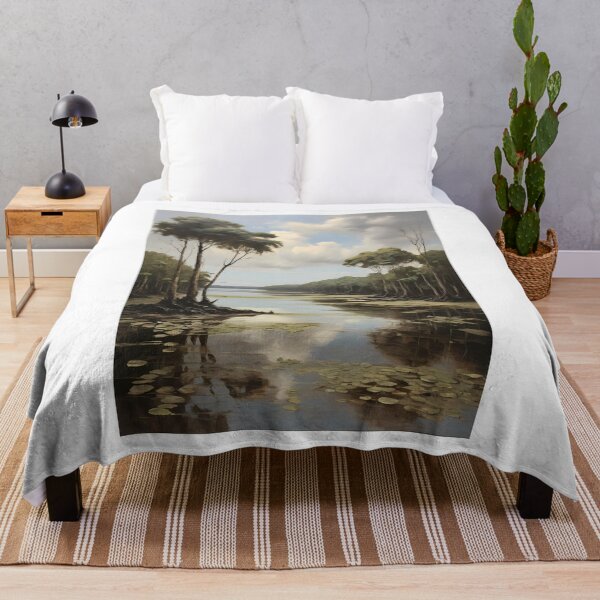 Item preview, A body of water in the mangrove forest, vintage oil painting designed and sold by CreativeSparkzz.