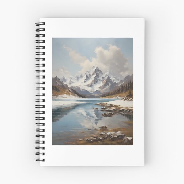 Item preview, A beautiful mountain lake with snow-capped peaks, vintage oil painting designed and sold by CreativeSparkzz.