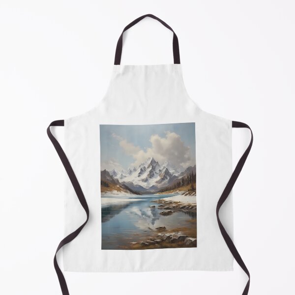 Item preview, A beautiful mountain lake with snow-capped peaks, vintage oil painting designed and sold by CreativeSparkzz.