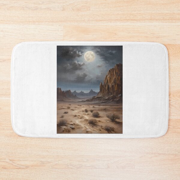 Item preview, The full moon over a desert landscape, vintage oil painting designed and sold by CreativeSparkzz.