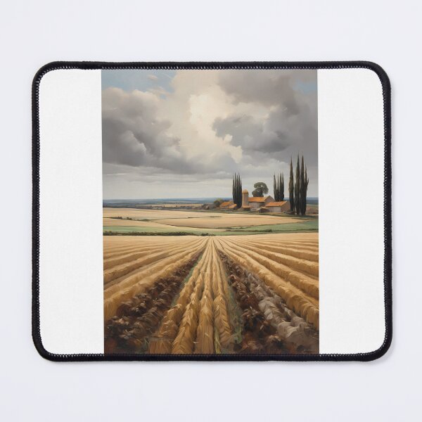 Item preview, A grain field in front of a beautiful farm, vintage oil painting designed and sold by CreativeSparkzz.
