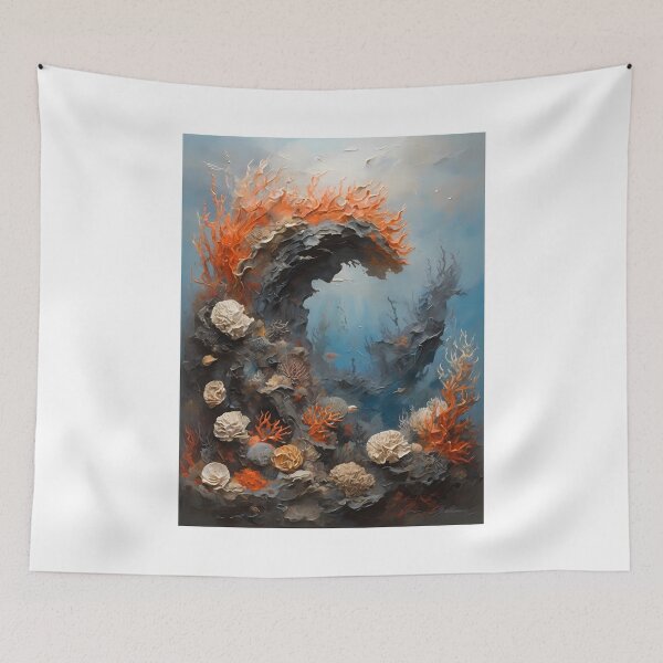 Item preview, Fish swimming in a coral reef, vintage oil painting designed and sold by CreativeSparkzz.
