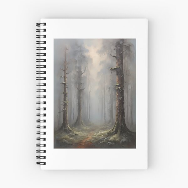 Item preview, A mystical forest in the fog, vintage oil painting designed and sold by CreativeSparkzz.