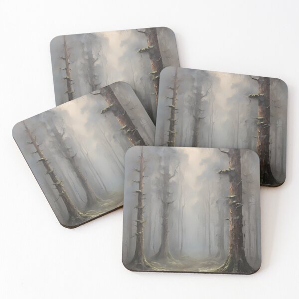 Item preview, A mystical forest in the fog, vintage oil painting designed and sold by CreativeSparkzz.