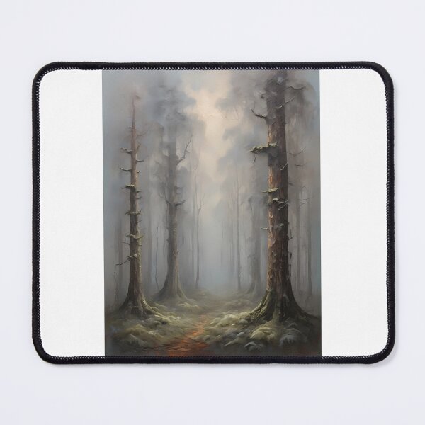 Item preview, A mystical forest in the fog, vintage oil painting designed and sold by CreativeSparkzz.
