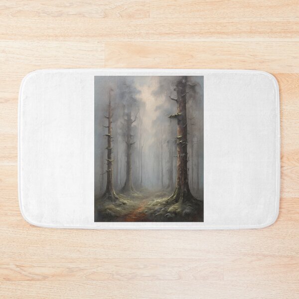 Item preview, A mystical forest in the fog, vintage oil painting designed and sold by CreativeSparkzz.