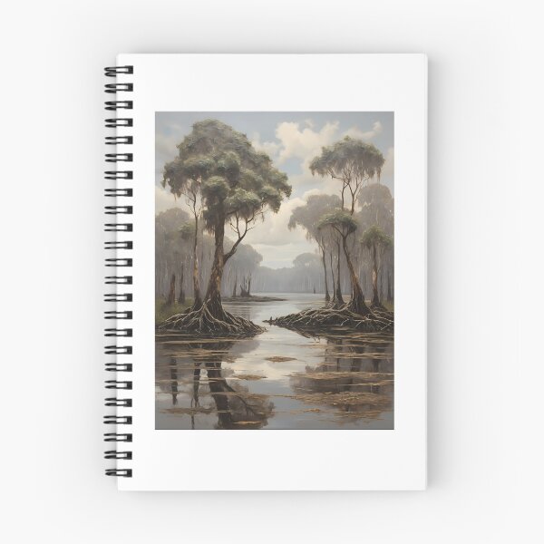 Item preview, A body of water in the mangrove forest, vintage oil painting designed and sold by CreativeSparkzz.