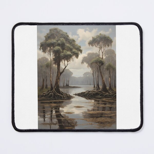 Item preview, A body of water in the mangrove forest, vintage oil painting designed and sold by CreativeSparkzz.