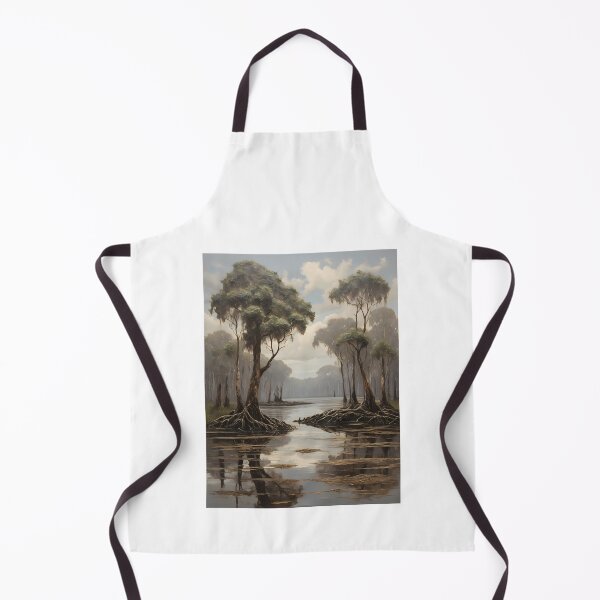 Item preview, A body of water in the mangrove forest, vintage oil painting designed and sold by CreativeSparkzz.