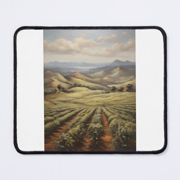 Item preview, A large tea plantation at sunrise, vintage oil painting designed and sold by CreativeSparkzz.