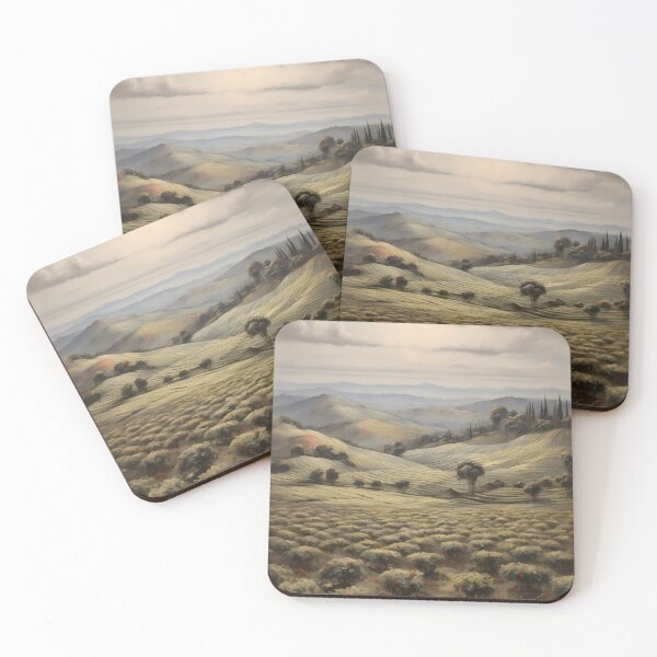 Item preview, A large tea plantation at sunrise, vintage oil painting designed and sold by CreativeSparkzz.