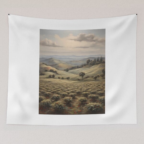 Item preview, A large tea plantation at sunrise, vintage oil painting designed and sold by CreativeSparkzz.