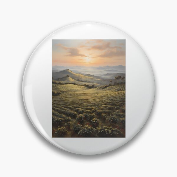 Item preview, A large tea plantation at sunrise, vintage oil painting designed and sold by CreativeSparkzz.