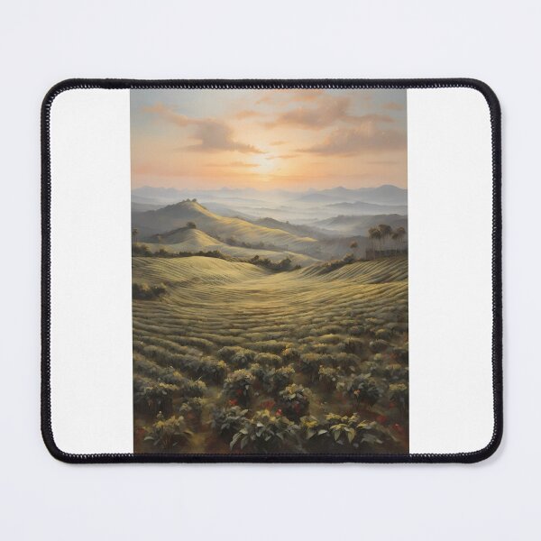 Item preview, A large tea plantation at sunrise, vintage oil painting designed and sold by CreativeSparkzz.