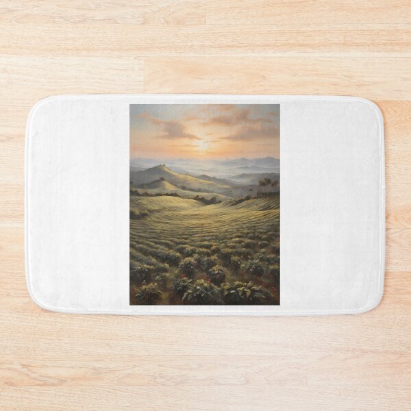 Item preview, A large tea plantation at sunrise, vintage oil painting designed and sold by CreativeSparkzz.