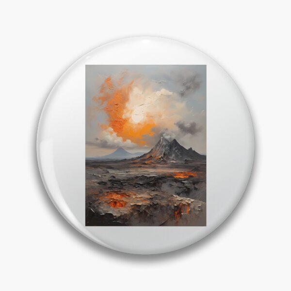 Item preview, A volcanic eruption in a lava landscape, vintage oil painting designed and sold by CreativeSparkzz.