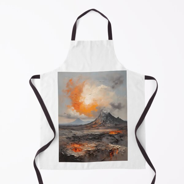 Item preview, A volcanic eruption in a lava landscape, vintage oil painting designed and sold by CreativeSparkzz.