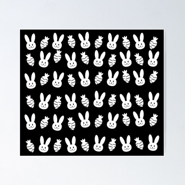 Item preview, Black and White Bunnies and Carrots Black designed and sold by ArashiiGames.