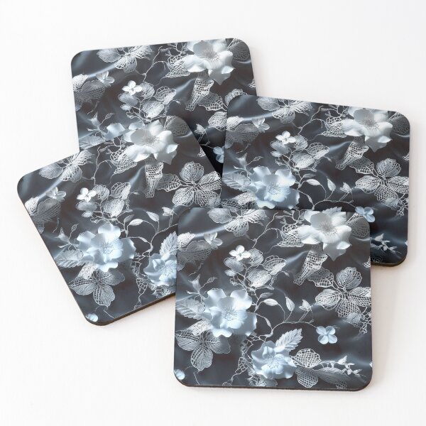 Item preview, Black fabric texture with white lace designed and sold by Fantasyplus.