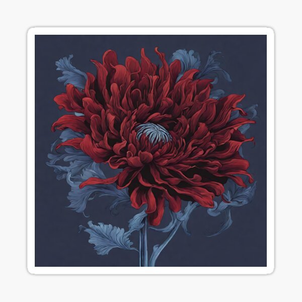 Item preview, Red Chrysanthemum, November Chrysanthemum Birth Flower, For Girls and Moms, Floral gift for her, floral gifts for women, Floral home decor, Botanical illustrations designed and sold by LitzoyGlobeArt.