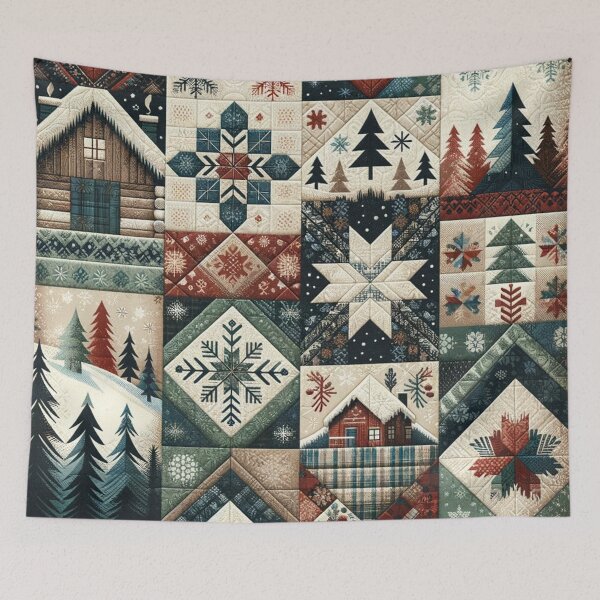 Artikelvorschau, Winterinspiriertes Patchwork-Quiltmuster entworfen und verkauft von PinUpPizzazz.