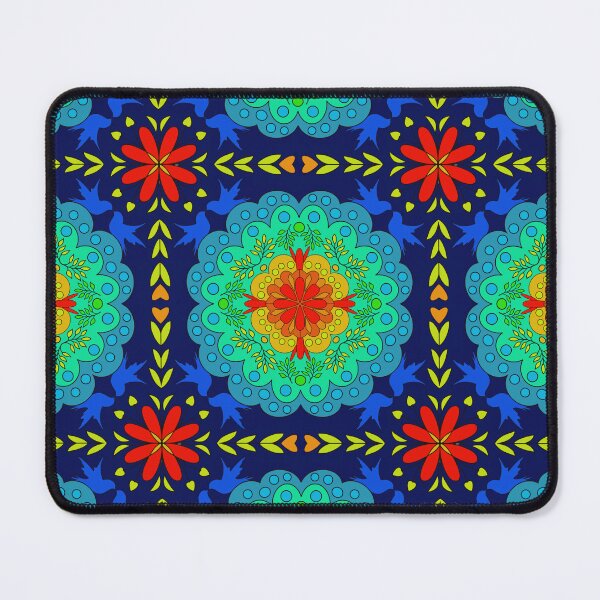 Item preview, Spanish tile motif with dar blue background  designed and sold by MarySchwindt.