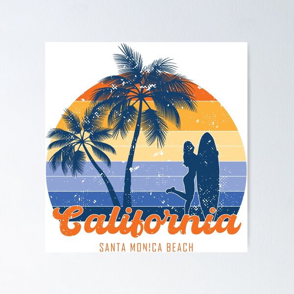Item preview, Retro Santa Monica - California - Vintage Sunset - Surfer Girl designed and sold by brindled.