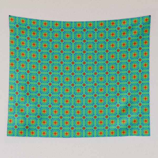 Item preview, Spanish tile motif with teal background  designed and sold by MarySchwindt.