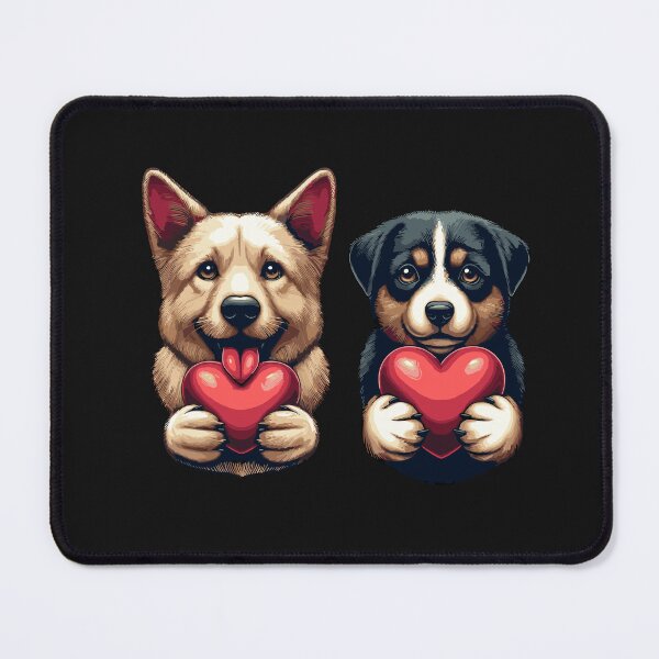 Item preview, Adorable Dog Presents a Red Heart to His Feline Valentine designed and sold by styleonestaa.