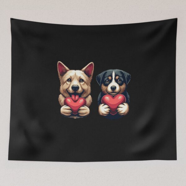 Item preview, Adorable Dog Presents a Red Heart to His Feline Valentine designed and sold by styleonestaa.
