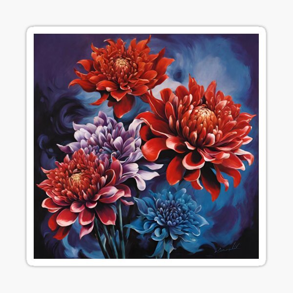 Item preview, Red Chrysanthemum Beauty - Floral Gift Design  designed and sold by LitzoyGlobeArt.