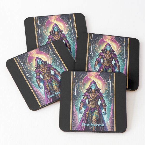 Item preview, The Hermit - neon style painting tarot card designed and sold by nvrprooo.