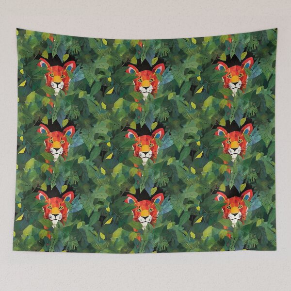 Item preview, Cute Orange Tiger Hidden In The Green Jungle Leaves designed and sold by Zazizu.