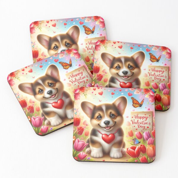 Item preview, Puppy Love Blooms Amongst Tulips for Valentine's designed and sold by ArtComixHaven.