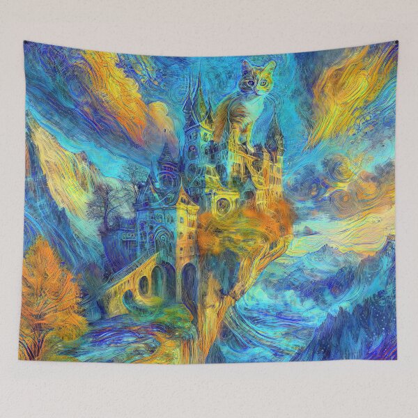 Item preview, Abstract abstraction of castle and cat. DeepDream #7851244770421 designed and sold by blackhalt.