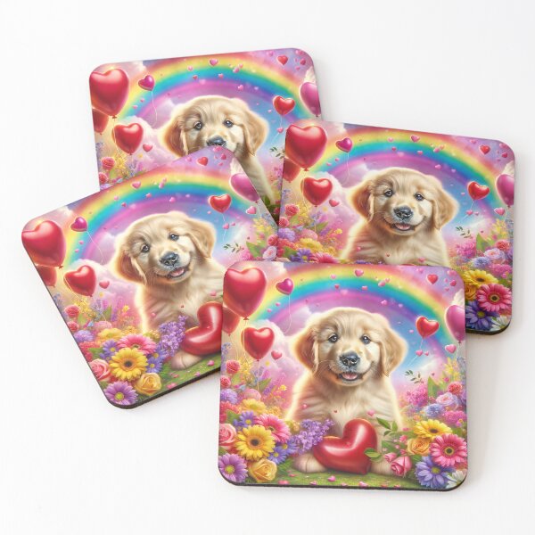 Item preview, Golden Retriever's Rainbow of Love in Blossom Bliss designed and sold by ArtComixHaven.
