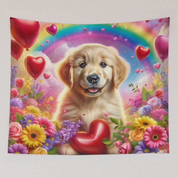 Item preview, Golden Retriever's Rainbow of Love in Blossom Bliss designed and sold by ArtComixHaven.