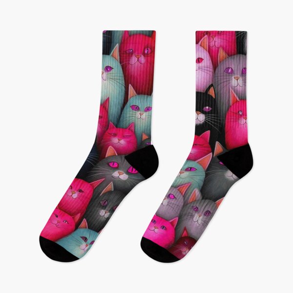 Item preview, Adorable Funky Cat Collage  - Neon Pink And Blue Cats designed and sold by SassyArtistry.