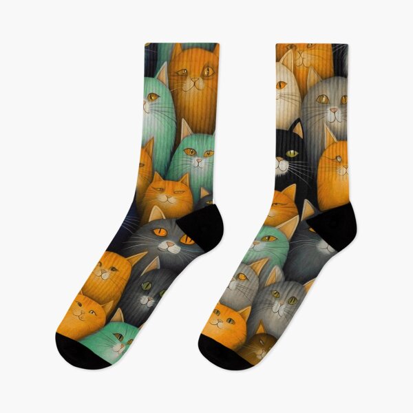 Item preview, Adorable Funky Cat Collage  - Pastel Teal And Yellow Cats designed and sold by SassyArtistry.
