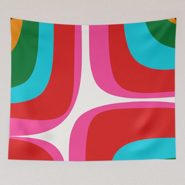 Item preview, Retro Groove Vivid Mid Century Modern Abstract Pattern with Hot Pink  designed and sold by kierkegaard.