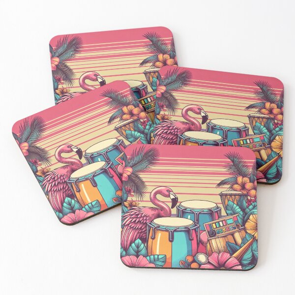 Item preview, Flamingo Cartoon Illustration Retro 80s Boombox Tropical Graphic designed and sold by CoffeeIsATrip.