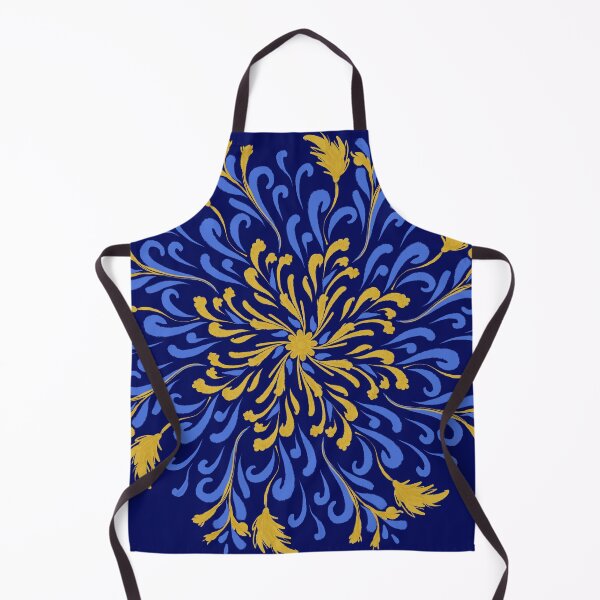 Item preview, Symmetrical yellow and blue floral ornament designed and sold by SanaBerzh.