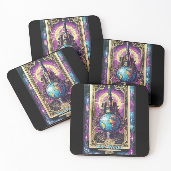 Item preview, The World - neon style painting tarot card designed and sold by nvrprooo.