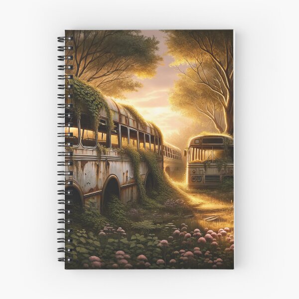 Item preview, Sunset Serenade: Nature's Embrace Over Forgotten Buses designed and sold by ArtComixHaven.