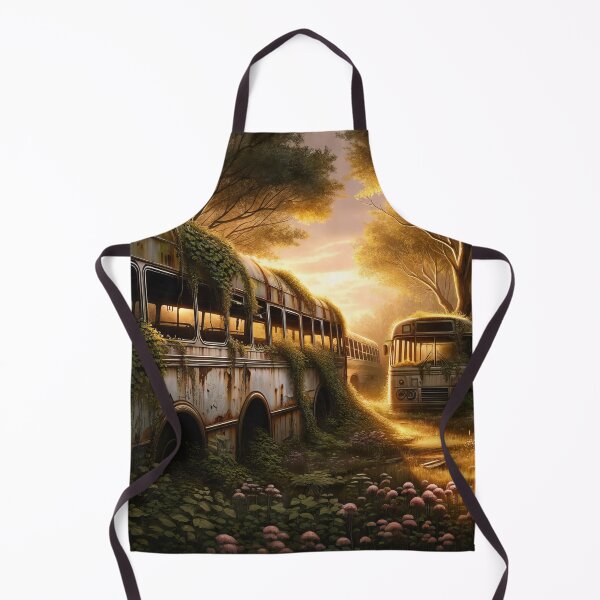Item preview, Sunset Serenade: Nature's Embrace Over Forgotten Buses designed and sold by ArtComixHaven.