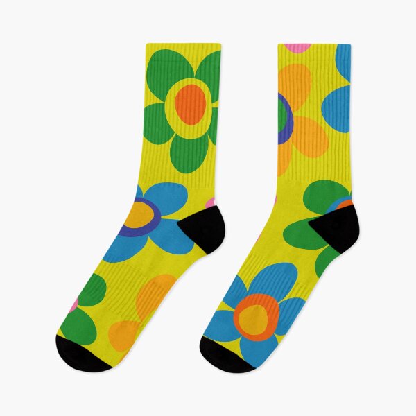 Item preview, Colorful Maisie Flowers Cheerful Retro Contemporary Floral Pattern on Yellow designed and sold by kierkegaard.