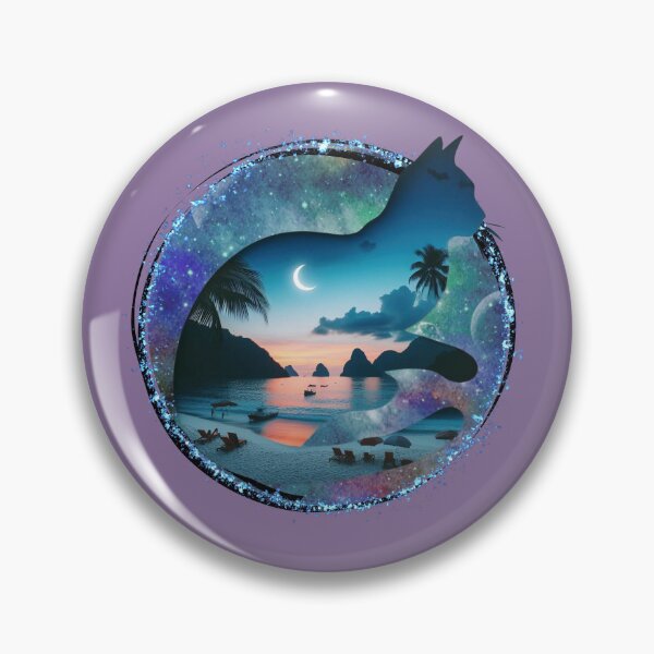 Item preview, Tropical Twilight Cat Silhouette - Evening Under the Stars designed and sold by HausKatz.